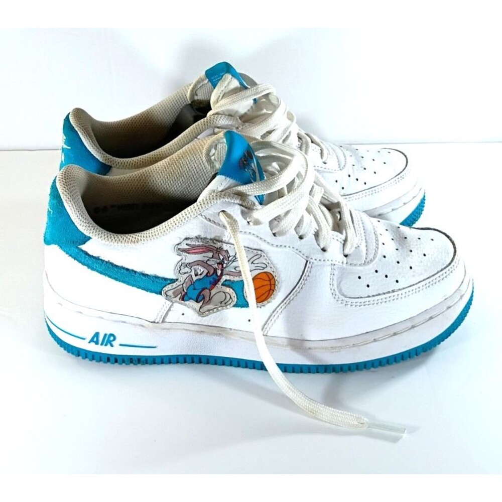 Nike Air Force 1 'Hare' Space Jam Bugs Bunny Youth Size 6Y White Blue Sneakers